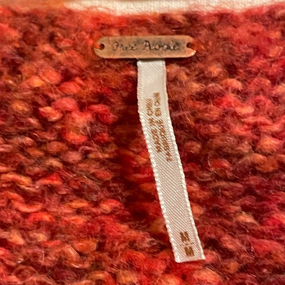 Free People Women's M Fuzzy Sweater Oversized Orange Pullover Wool Mohair Blend - Picture 8 of 11